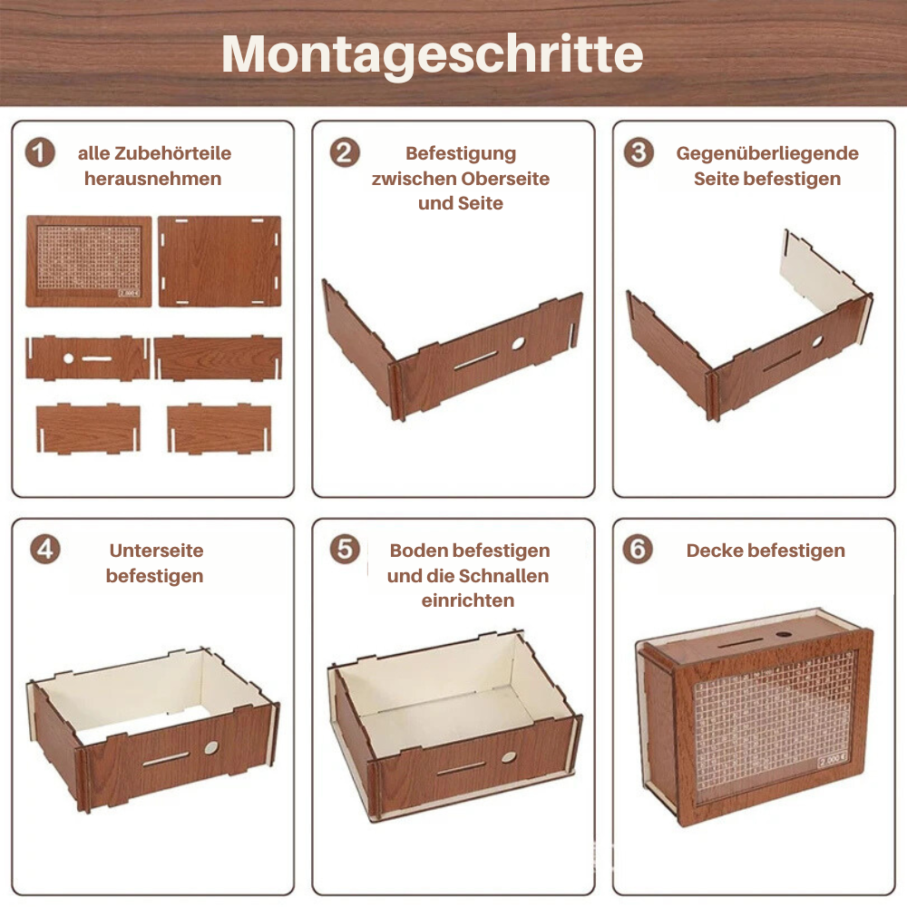 Klassische Holz-Spardose – Sparen bis 1000 / 5000 / 10000€