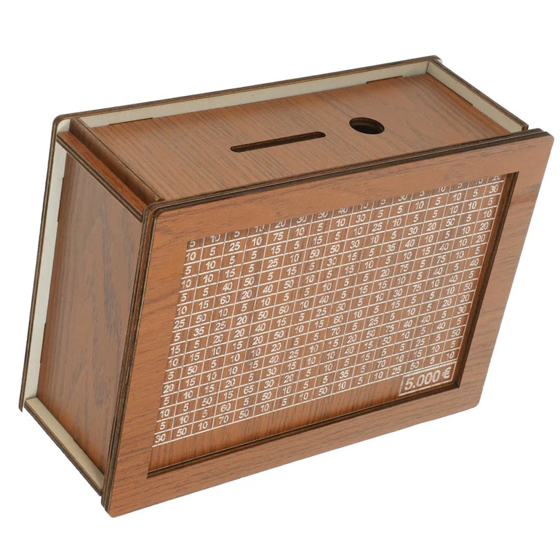 Klassische Holz-Spardose – Sparen bis 1000 / 5000 / 10000€